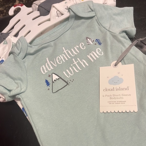 Baby Boys' 4pk Adventure Short Sleeve Bodysuit - Cloud Island™ White/Aqua/Gray - Picture 2 of 2